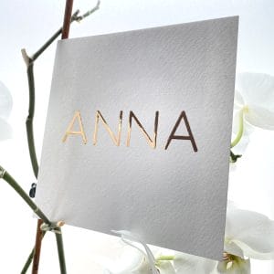 Geboortekaartje met goudfolie met de naam Anna